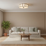 Afbeelding laden in galerijweergave, Kelsar Art Deco Tiffany Plafondlamp – Geometrische Glas-in-lood Opbouwlamp voor Woonkamer