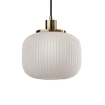 Load image into Gallery viewer, Pelviona Modern Ribbed Glass Pendant - Frosted & Brass Ceiling Light Add Timeless Charm to Your Space