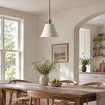 Cargar imagen en el visor de la Galería, Ceramic pendant light above a daylight dining table