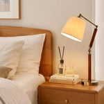 Załaduj obraz do przeglądarki galerii, Adjustable wooden table lamp styled on a bedside nightstand