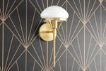 Load image into Gallery viewer, Ornato Luxe Modern Art Deco Wall Light - Opal Glass Globe Sconce - Brass or Black