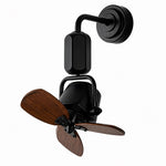 Carica l'immagine nella visualizzazione Galleria, Adjustable compact fan in black with dark wood grain blades