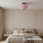 Load image into Gallery viewer, Vintage Eloise Milk Glass Flush Mount Ceiling Light - Vintage Charm Soft Glow