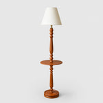 Afbeelding laden in galerijweergave, Vintage vloerlamp van massief hout met optioneel bijzettafeltje