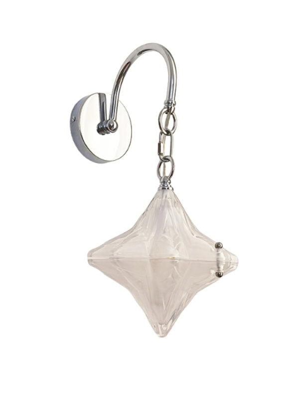 Art Deco Star Wall Sconce - Frosted Glass Light for Hallway - Astris Selene