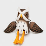 Carica l'immagine nella visualizzazione Galleria, Hand-carved wooden hanging-leg owl ornament