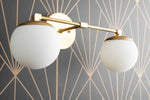 Load image into Gallery viewer, Glorica Glass Vanity Light - Art Deco Brass Wall Globe Fixture Modern