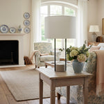 Afbeelding laden in galerijweergave, Luma minimalistische industriële tafellamp en vloerlamp – metalen frame met zachte stoffen kap voor thuis en kantoor