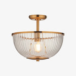 Load image into Gallery viewer, Luntra Ribbed Glass Uplighter Flush – Elegant Ceiling Light for Hallways and Bedrooms