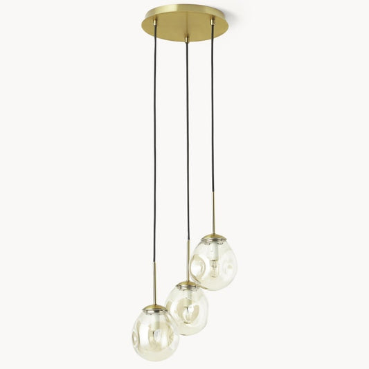 Lámpara Colgante Glissora - Diseño Escultural en Racimo de Vidrio Tinteado y Metal para Entrada