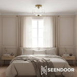 Load image into Gallery viewer, Vintage Eloise Milk Glass Flush Mount Ceiling Light - Vintage Charm Soft Glow