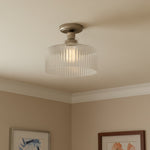 Afbeelding laden in galerijweergave, Ribora Vintage - Geïnspireerde Geribbelde Glazen Plafondlamp - Industriële Stijl Opbouwlamp voor Moderne Interieurs U05