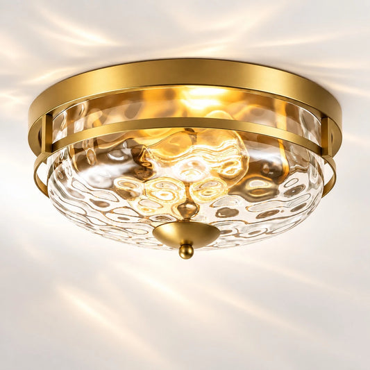 Modern Hammered Glass Flush Mount Ceiling Light