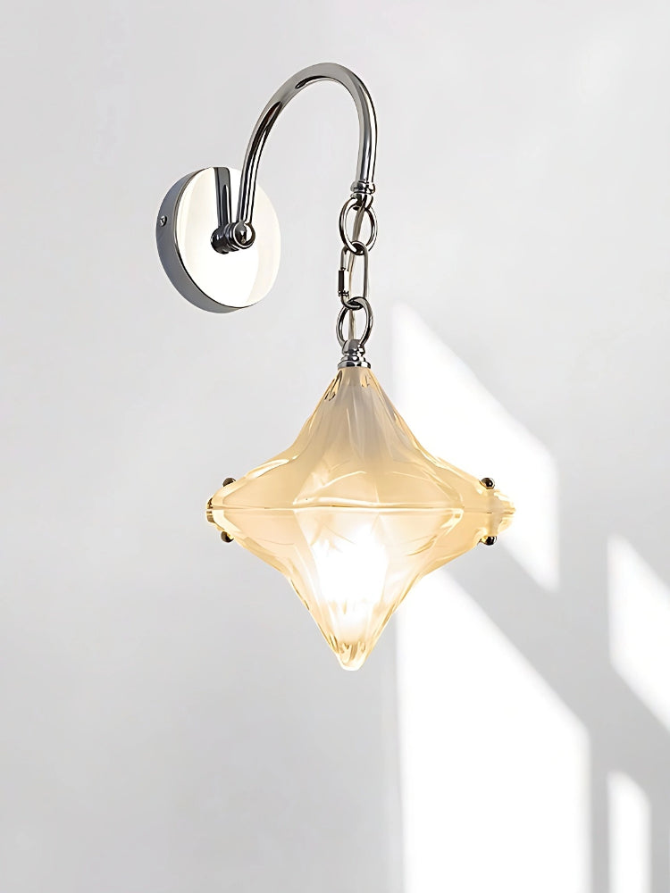 Art Deco Star Wall Sconce - Frosted Glass Light for Hallway - Astris Selene