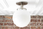 Load image into Gallery viewer, Glorica White Opal Sphere Modern Semi-Flush Light for Bedroom & Entryway