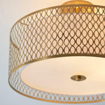 Charger l'image dans la visionneuse de la galerie, Plafonnier encastré Liorin 3 lumières maillage géométrique - Lampe en tissu métallique pour salon ou couloir