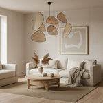 Afbeelding laden in galerijweergave, Rivana moderne gevlochten rotan kroonluchter – metalen bamboe pendellamp voor keukens en lounges N41