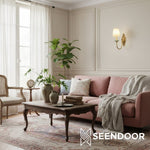 Afbeelding laden in galerijweergave, Orvane keramische wandlamp met linnen kap voor slaapkamer en woonkamer