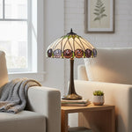 Load image into Gallery viewer, TF Hutchinson Art-Glass Tiffany Style Table Lamp – Handcrafted Design for Home and Office