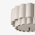 Afbeelding laden in galerijweergave, Linbron Inbouwverlichting – Golvende Linnen Kap en Bronzen Afwerking Moderne Plafondlamp voor Eetkamer