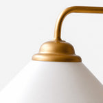 Load image into Gallery viewer, Curved arm and milk-white glass shade connection detail