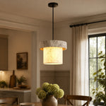 Cargar imagen en el visor de la Galería, Style D gray travertine stone pendant in a dining room