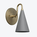 Load image into Gallery viewer, Curva Metal Cone Shade Sconce – Vintage Brass Wall Light for Entryway or Stairwell