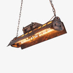 Load image into Gallery viewer, Industrax Steampunk Linear Chandelier - Vintage Metal Frame Lighting for Dining or Living Room