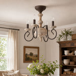 Carica l'immagine nella visualizzazione Galleria, farmhouse dining room scene with rustic ceiling chandelier