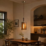 Cargar imagen en el visor de la Galería, Amber glass pendant installed in a vintage dining room