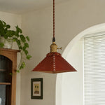 Załaduj obraz do przeglądarki galerii, Leather pyramid pendant lamp near a bright window and plants