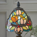 Load image into Gallery viewer, Calyra Vintage Floral Stained Glass Table Lamp — Art Deco Tiffany Style Accent Light for Bedside and Living Room