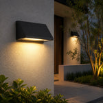 Załaduj obraz do przeglądarki galerii, Black sloped outdoor wall light unlit product view