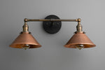 Load image into Gallery viewer, Conique Industrial Double Arm Wall Light for Bathroom & Vanity