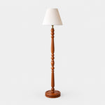 Afbeelding laden in galerijweergave, Vintage vloerlamp van massief hout met optioneel bijzettafeltje