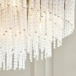 Afbeelding laden in galerijweergave, Cavara meerlaagse glazen staafkroonluchter – gelaagde messing hanglamp voor eetkamer en entree