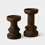 Afbeelding laden in galerijweergave, Tall and short solid wood candle holder set of two