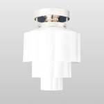 Load image into Gallery viewer, Geotower Glass Brass Ceiling Light – Art Deco Ribbed Globe Flush Mount