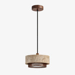 Cargar imagen en el visor de la Galería, single natural travertine walnut pendant light