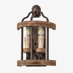 Załaduj obraz do przeglądarki galerii, Rustic wood and iron wall sconce small size