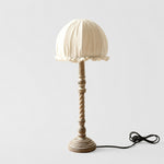 Cargar imagen en el visor de la Galería, Off-white pleated shade wooden table lamp