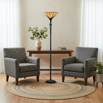 Afbeelding laden in galerijweergave, TF Dark Star Vloerlamp met Glas-in-Lood Sterrenpatroon – Tiffany Stijl Uplighter voor Woonkamers