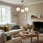 Load image into Gallery viewer, Glorica Glass Chandelier - Brass Globe Ceiling Light with Opal Shade