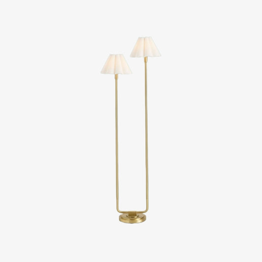 Lámpara de Pie Minimalista Duova de 2 Luces - Luz Moderna de Tela Plisada y Metal para Dormitorio o Sala