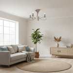 Afbeelding laden in galerijweergave, Foline 3-licht plafondlamp met zwaaiarmen - gepolijst nikkel semi-opbouw voor eetkamer of hal