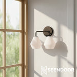 Load image into Gallery viewer, Merin Metal & Glass Sculptural Wall Sconce for Vanity & Bathroom