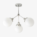 Load image into Gallery viewer, Glorica Glass Chandelier - Brass Globe Ceiling Light with Opal Shade