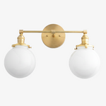 Afbeelding laden in galerijweergave, Lumio Globe glazen globe kaptafelverlichting - moderne tweelichts badkamerwandlamp