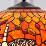 Afbeelding laden in galerijweergave, TF Dragonfly Blauwe Tiffany Plafondlamp – Art Nouveau Glas-in-Lood Hanglamp voor Woonkamer