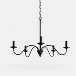 Cargar imagen en el visor de la Galería, Lámpara de araña vintage de hierro negro estilo candelabro